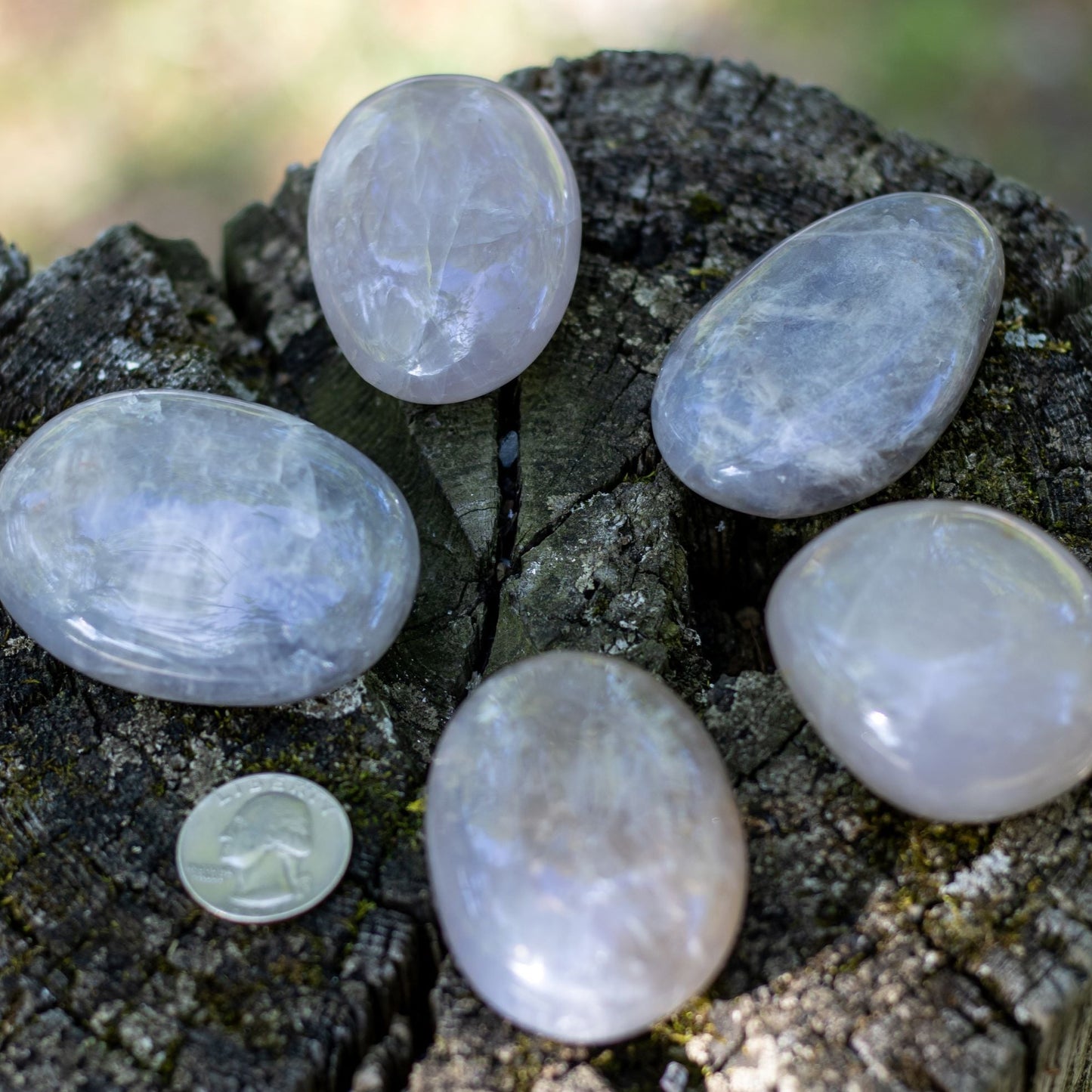 Blue rose quartz palmstone RARE