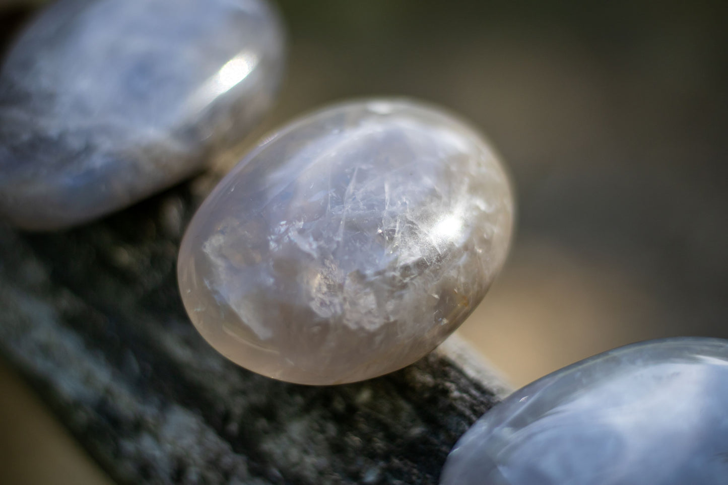 Blue rose quartz palmstone RARE